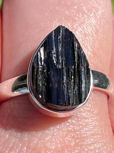 Rough Black Tourmaline Ring Size 10 - Morganna’s Treasures 