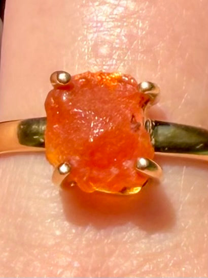 18K Gold over Sterling Silver Mexican Fire Opal Ring Size 9.5 - Morganna’s Treasures
