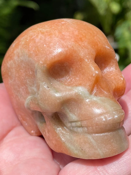 Carved Orange Calcite Skull - Morganna’s Treasures 