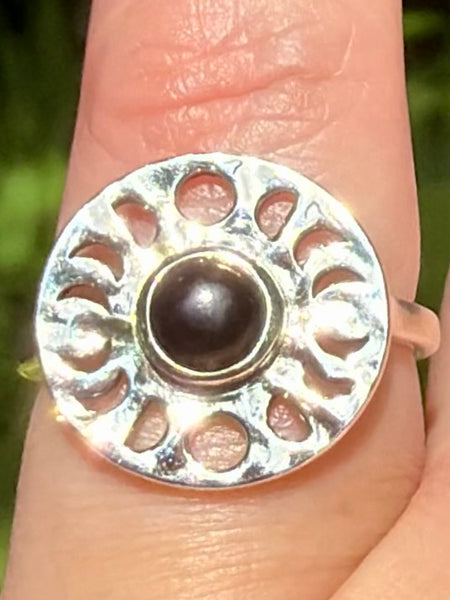 Black Onyx Phases of the Moon Ring Size 6