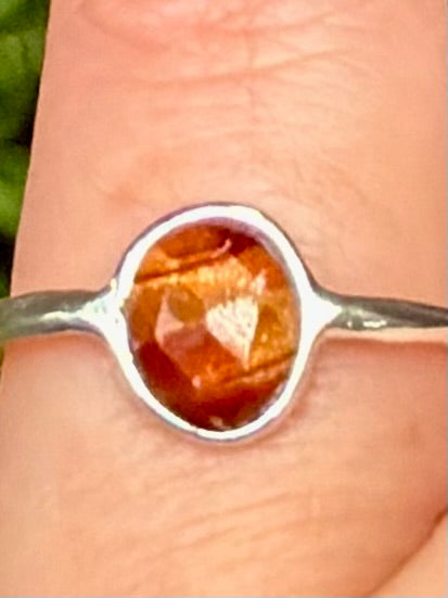 Faceted Red Tigers Eye Ring Size 7