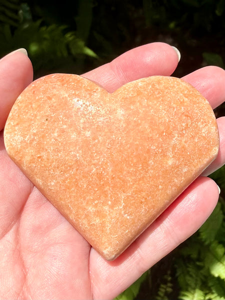 Large Rough Orange Calcite Carved Heart