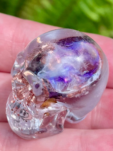 Small Sugilite , Clear Quartz & Copper Orgonite Skull - Morganna’s Treasures 