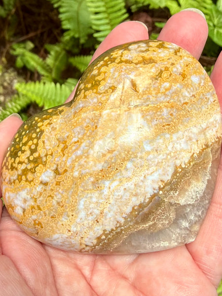 Ocean Jasper Heart Palm Stone