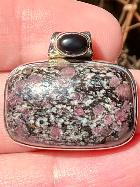 Russian Eudialyte and Black Onyx Pendant - Morganna’s Treasures