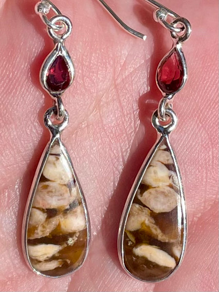 Peanut Wood Jasper and Garnet Earrings - Morganna’s Treasures 