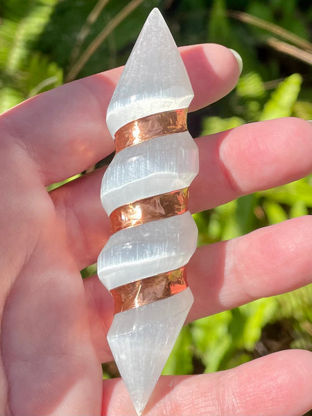 Copper and Selenite Spiral Wand - Morganna’s Treasures