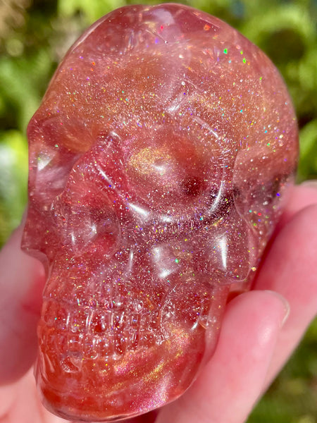 “Nymph” Large Garnet, Rose Quartz, Strawberry Quartz, Opalite, Clear Quartz & Copper Orgonite Skull (Copy) - Morganna’s Treasures