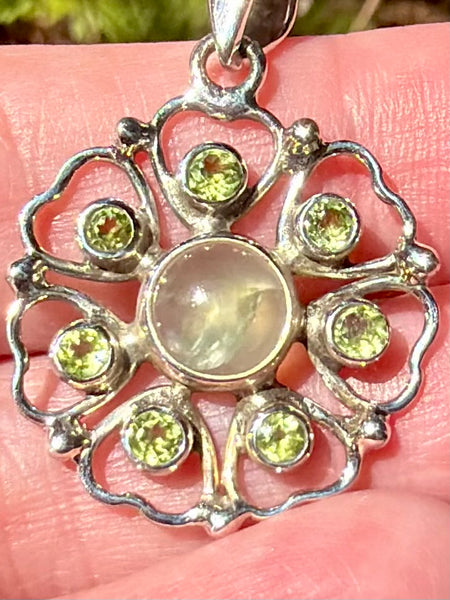 Prehnite and Peridot Pendant