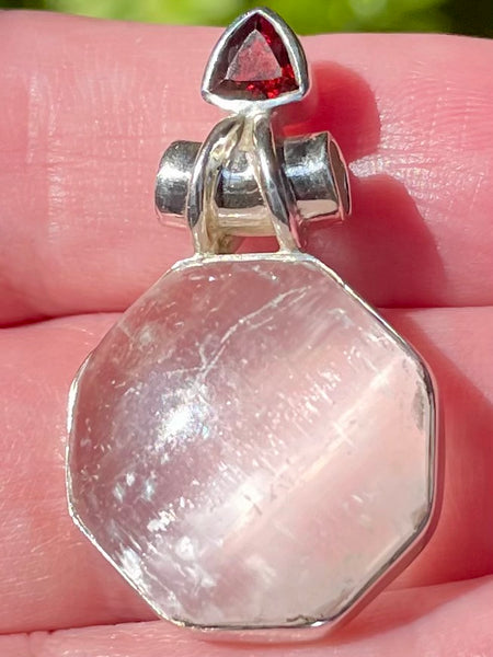 Selenite and Garnet Pendant - Morganna’s Treasures
