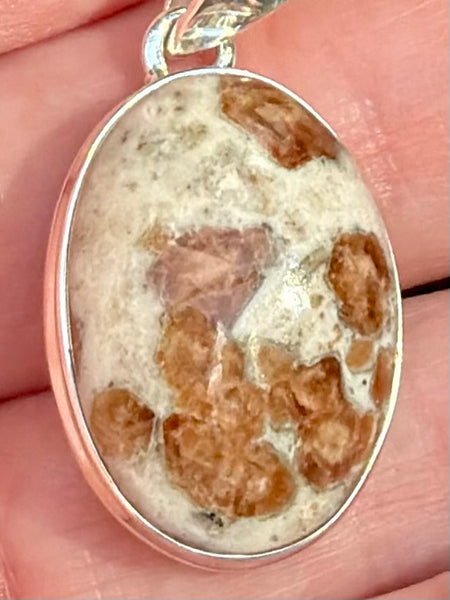 Spessartine Garnet in Limestone Pendant