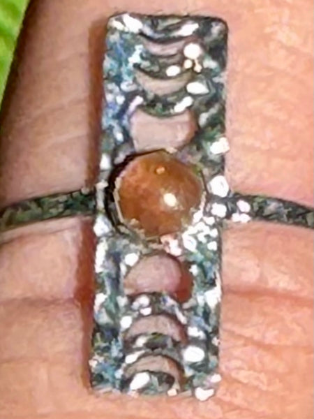 Sunstone Moon Phase Ring Size 9.5