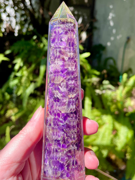 Purple Amethyst Orgonite Tower - Morganna’s Treasures