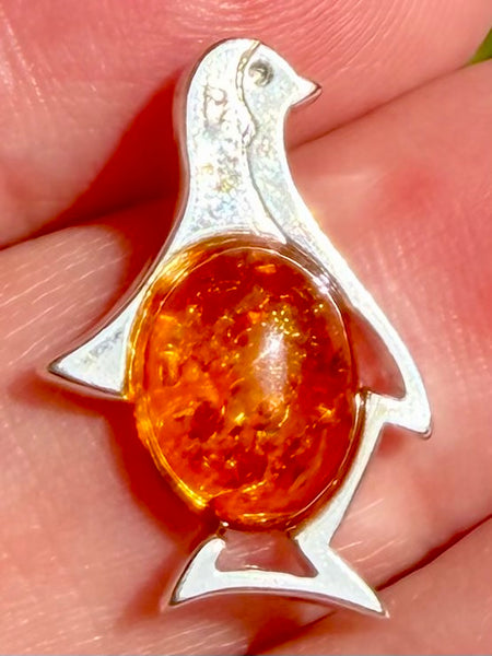 Baltic Amber Penguin Pendant - Morganna’s Treasures