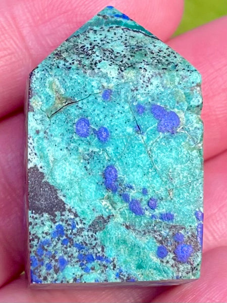 Small Azurite in Malachite Obelisk - Morganna’s Treasures 