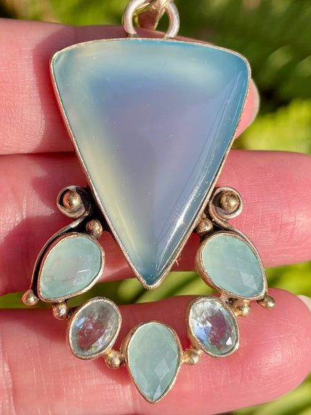 Blue Chalcedony, Aqua Chalcedony and Blue Topaz Pendant - Morganna’s Treasures 