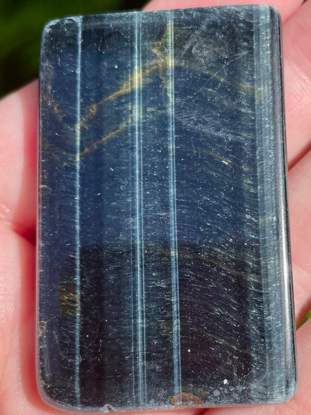 Blue Tigers Eye (Hawks Eye) Palm Stone from Africa - Morganna’s Treasures