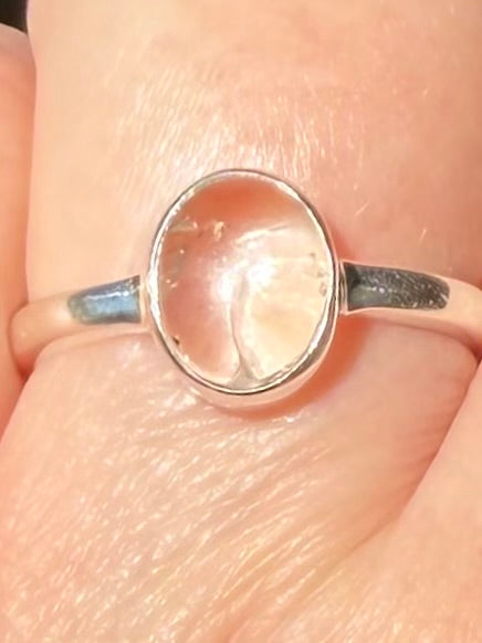 Rare Fluorescent Hyalite Opal Ring Size 8