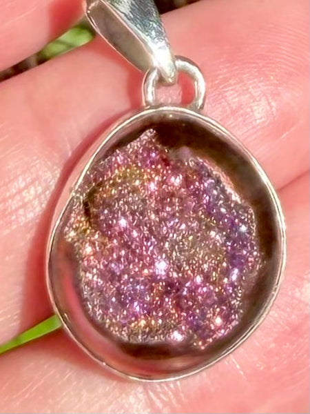 Rose Titanium Aura Quartz Druzy Pendant - Morganna’s Treasures