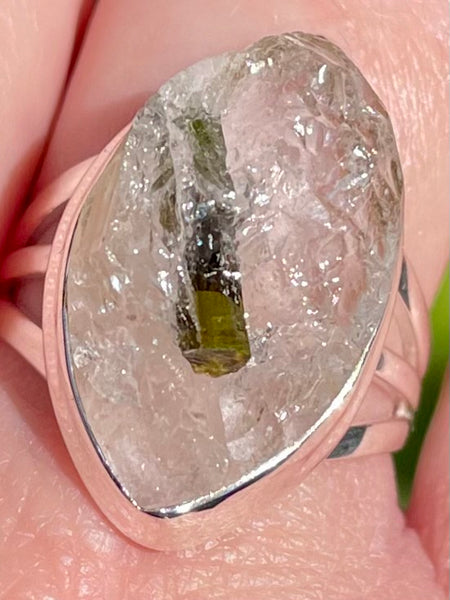 Green Tourmaline in Quartz Ring Size 9 - Morganna’s Treasures 