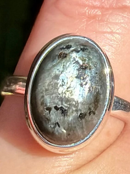 Larvikite (Black Moonstone) Ring Size 7