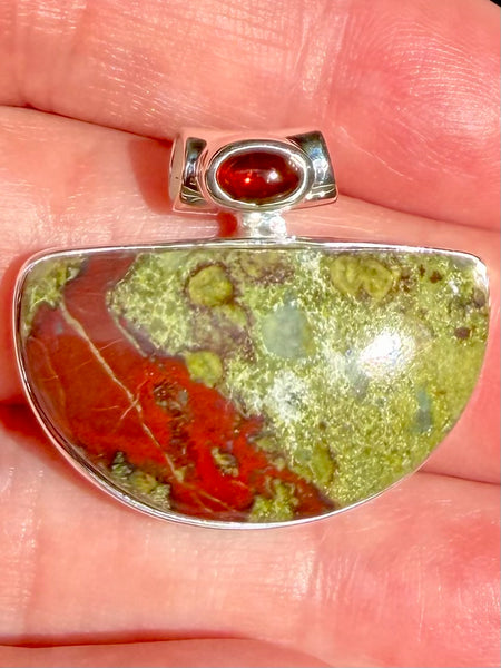 Dragon Bloodstone and Garnet Pendant