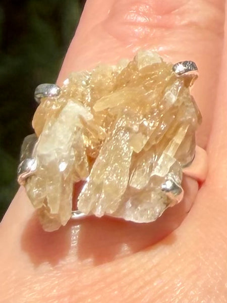 Barite with Cerussite Cluster Ring Size 7