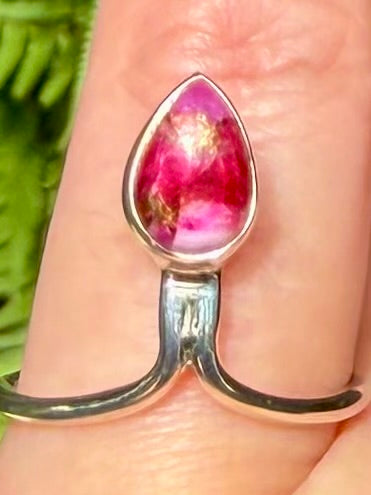 Pink Dahlia Turquoise Ring Size 7