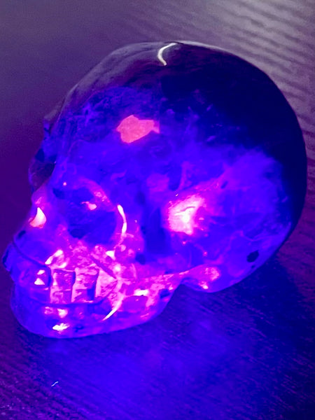 Carved Yooperlite (Fluorescent Sodalite)  Skull - Morganna’s Treasures 