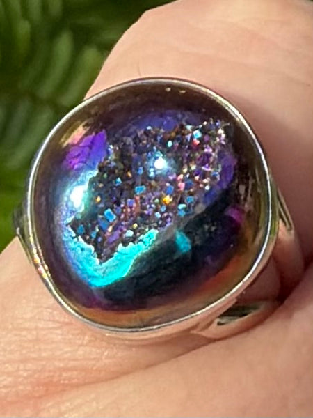 Titanium Aura Quartz Druzy Ring Size 6 - Morganna’s Treasures