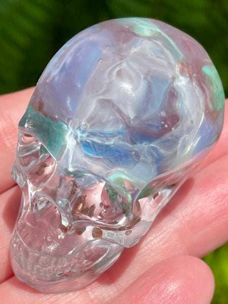 “Ethereal” Turquoise, Opalite, Clear Quartz & Copper Orgonite Skull - Morganna’s Treasures 