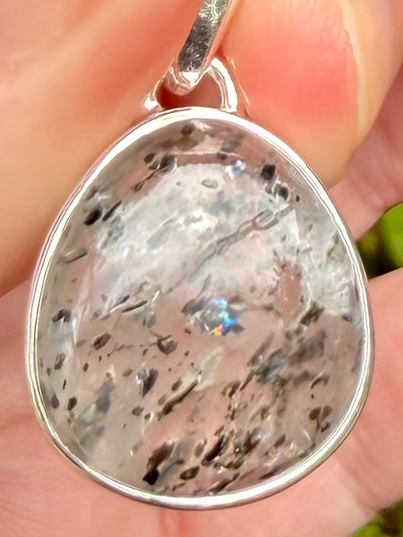 Hematite in Quartz Pendant with Rainbows - Morganna’s Treasures