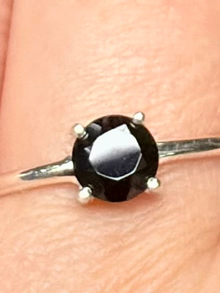 Faceted Black Onyx Ring Size 9