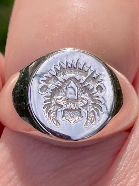 Beautiful Sterling Silver Crest Ring Size 8 - Morganna’s Treasures