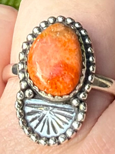 Orange Coral Ring Size 8.5 - Morganna’s Treasures