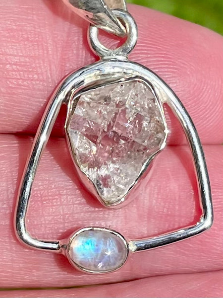 Rainbow Moonstone and Herkimer Diamond Pendant - Morganna’s Treasures 