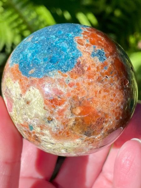 RARE Orange Calcite and Blue Apatite Sphere