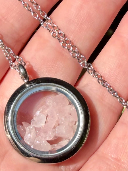 Caged Rose Quartz Pendant/Necklace