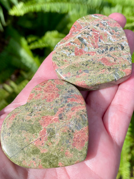 Large Unakite Heart Palm Stone - Morganna’s Treasures 