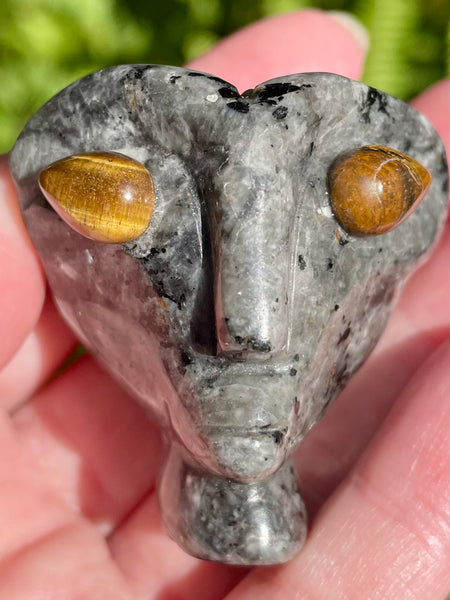 Small Yooperlite and Tigers Eye Alien - Morganna’s Treasures