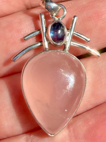 Stunning Rose Quartz and Blue Kyanite Pendant