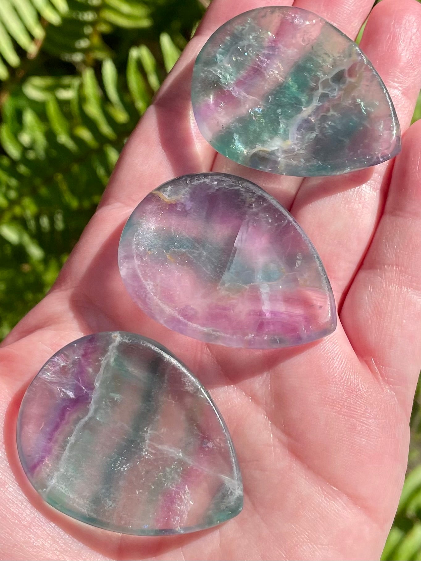 Rainbow Fluorite Palm Stones - Morganna’s Treasures 