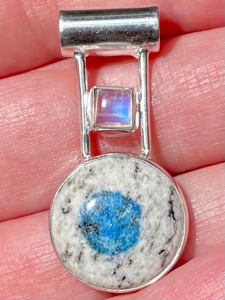 K2 Azurite and Rainbow Moonstone Pendant - Morganna’s Treasures