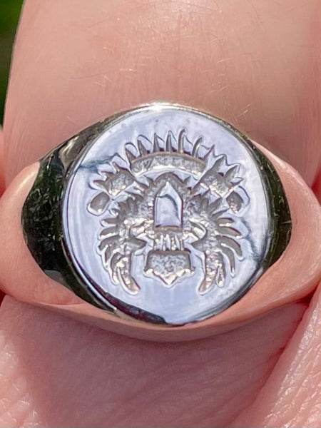 Beautiful Sterling Silver Crest Ring Size 8 - Morganna’s Treasures