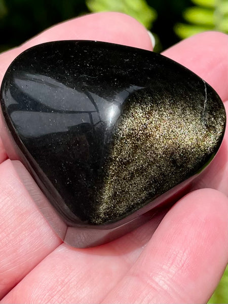 Small Gold Sheen Obsidian Heart Palm Stone - Morganna’s Treasures 