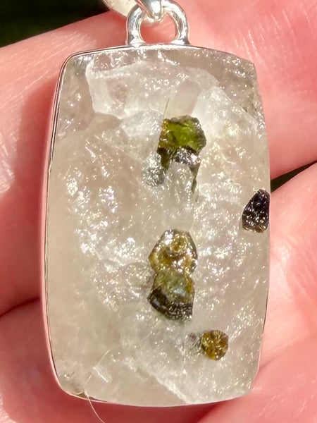 Rough Green Tourmaline in Quartz Pendant - Morganna’s Treasures