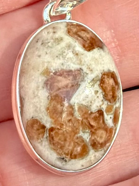 Spessartine Garnet in Limestone Pendant