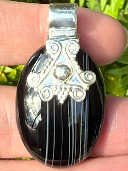 Black Botswana Agate Pendant - Morganna’s Treasures