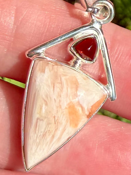 Orange Scolecite and Garnet Pendant - Morganna’s Treasures