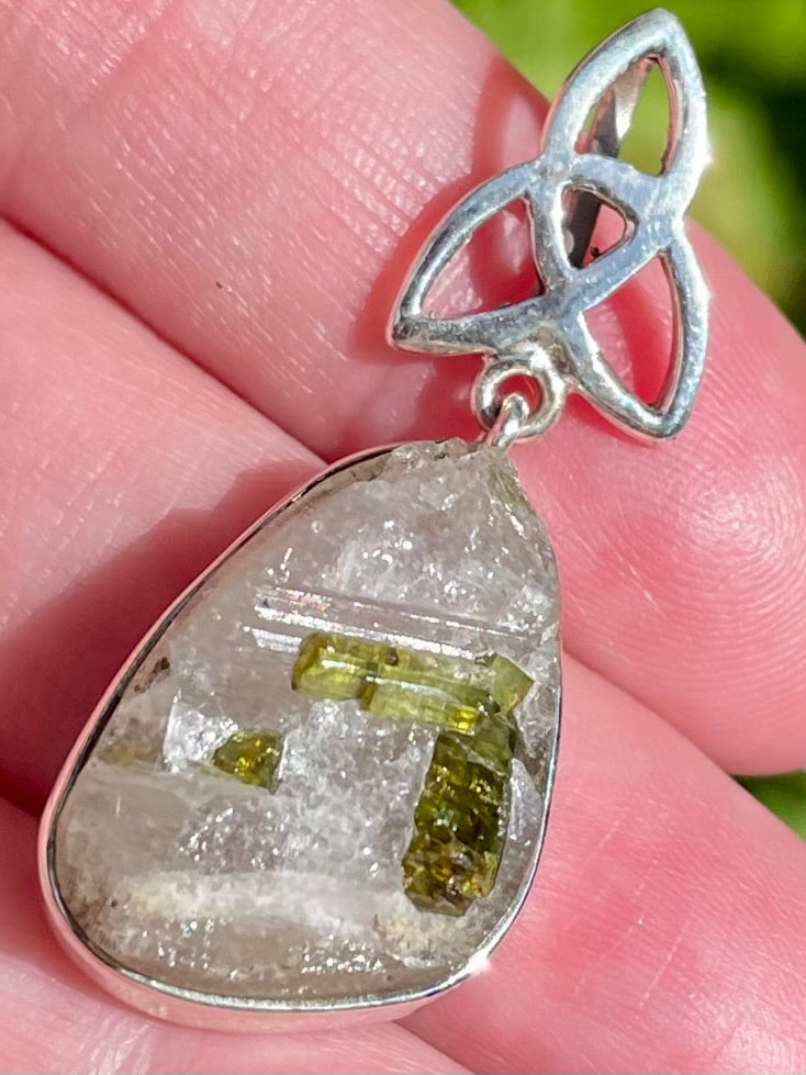 Celtic Green Tourmaline in Quartz Pendant - Morganna’s Treasures 